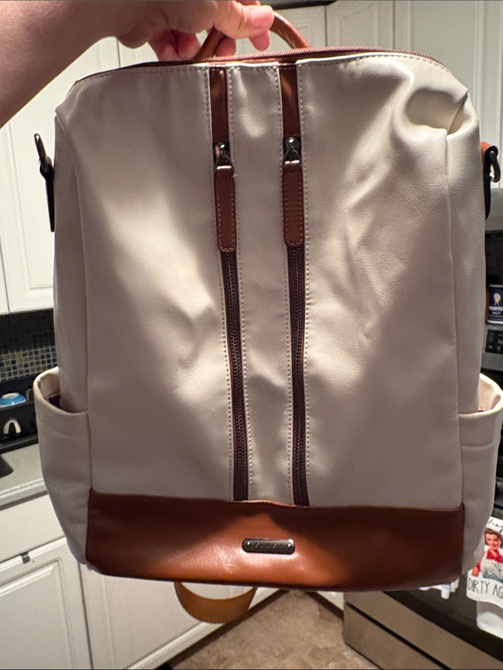 Cluci Cream and Brown Backpack